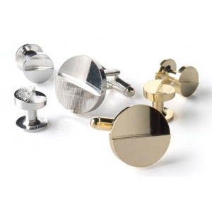 Etched Split Circle Tuxedo Cufflinks and Studs Silver or Gold