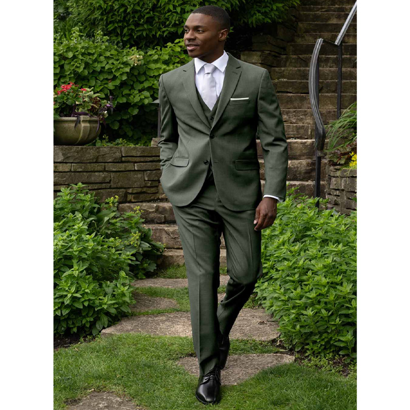 Men's Forest Green Sharkskin Power Stretch Suit