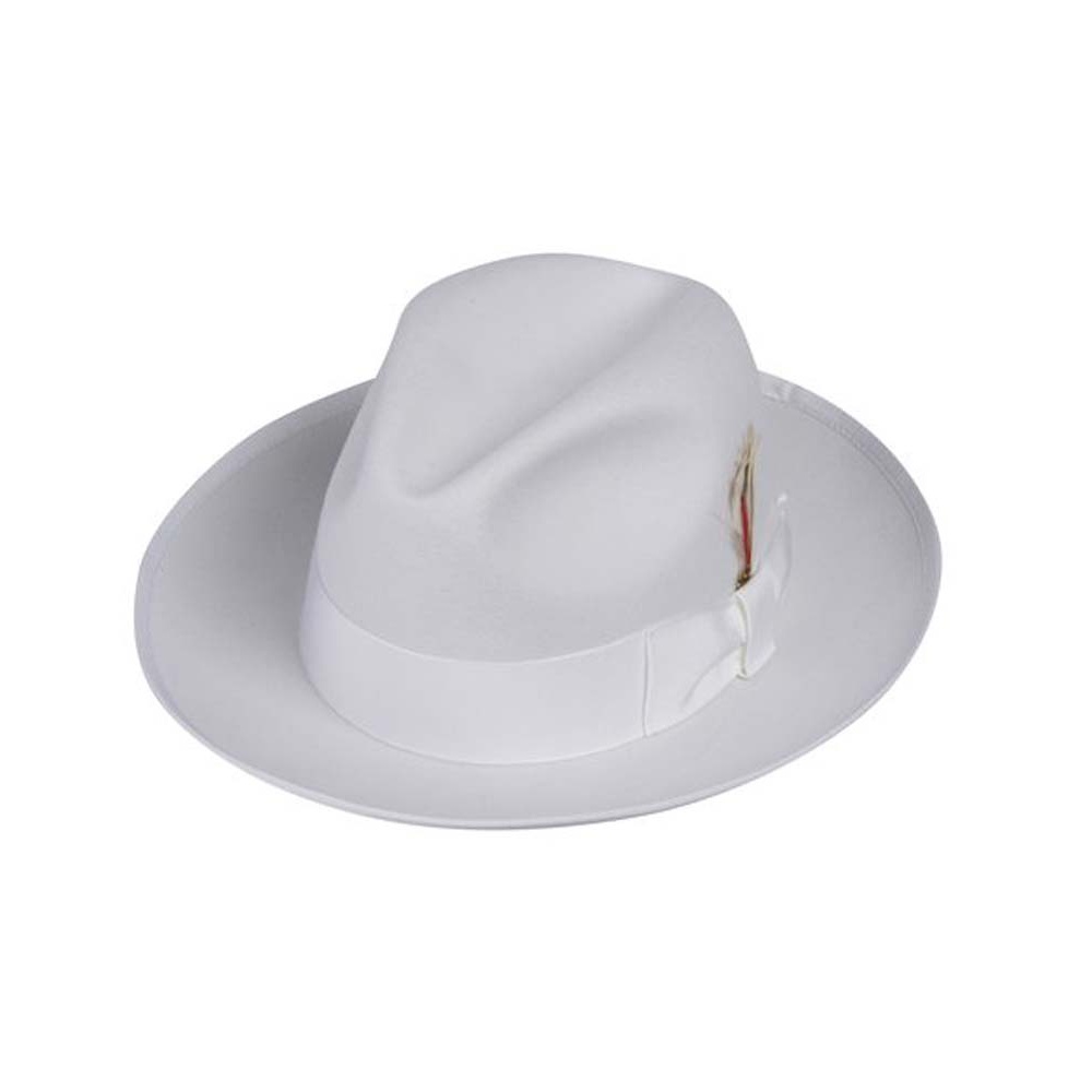 Deluxe Gangster Fedora Hat in White