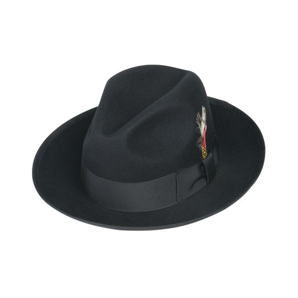 Deluxe Gangster Fedora Hat in Black