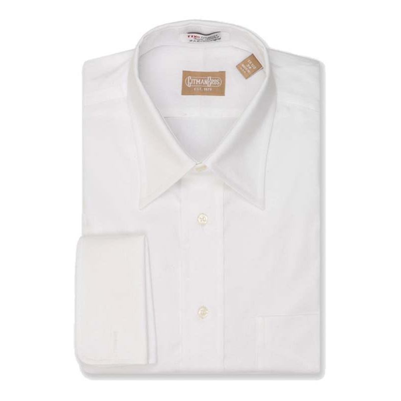 White Gitman Non-Pleated Slim Fit Tuxedo Shirt