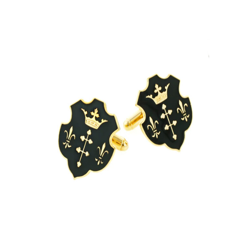 Fleur de Lis and Crown Cufflinks Gold