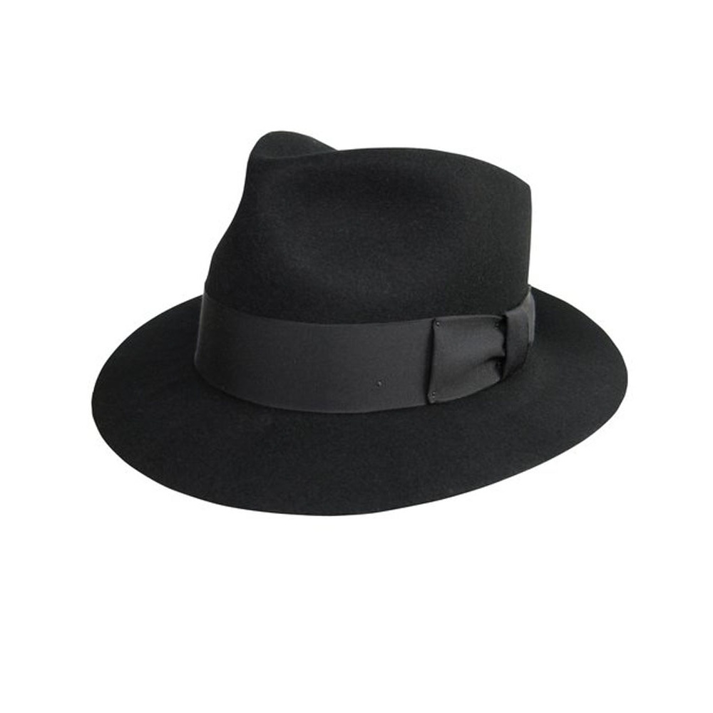 Deluxe New Jack Fedora Hat in Black