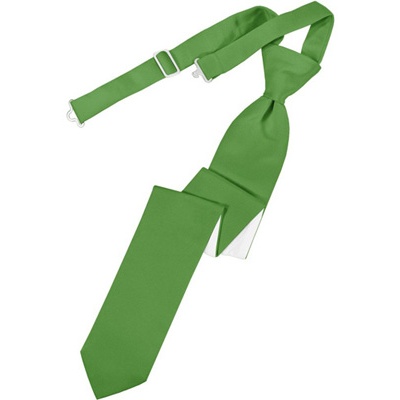 Kelly Green Pre-Tied Solid Satin Skinny Tie