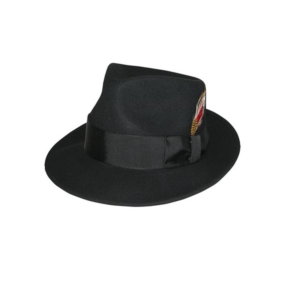 Deluxe Kent Crushable Trilby Fedora Hat in Black