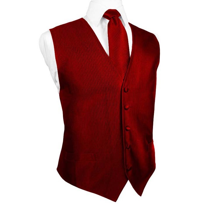 Red Silk Faille Tuxedo Vest - Click Image to Close