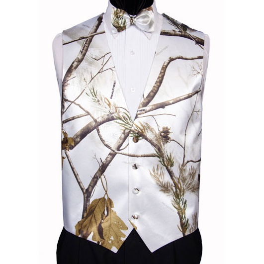 Snow And Branches Novelty Camouflage Tuxedo Vest