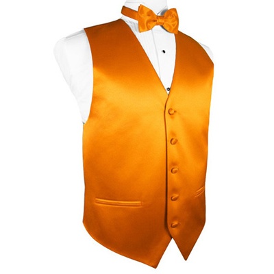 Mandarin Orange Satin Tuxedo Vest