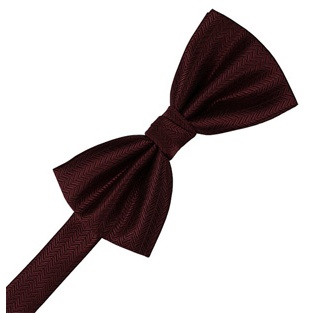 Merlot Red Herringbone Pre-Tied Bow Tie