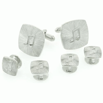 Musical Notes Cufflinks and Studs Silver