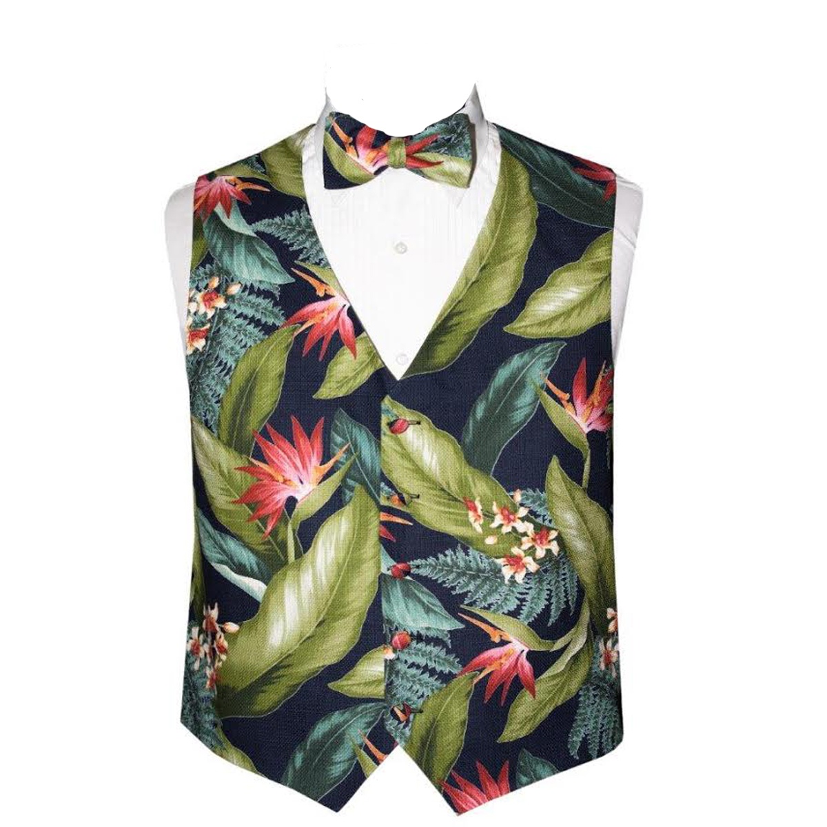 Navy with Tropical Leaves Vest
