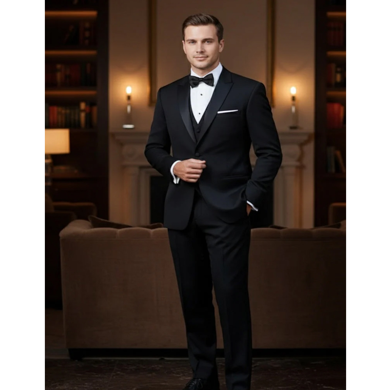 Neil Allyn One Button Peak Lapel Slim Fit Tuxedo