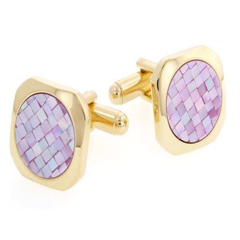 Pink Mother of Pearl with Mosaic Design Cufflinks