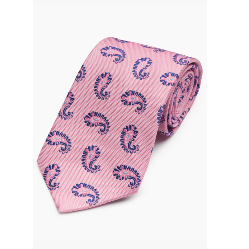 Gitman Pink Neat Paisley Woven Silk Tie