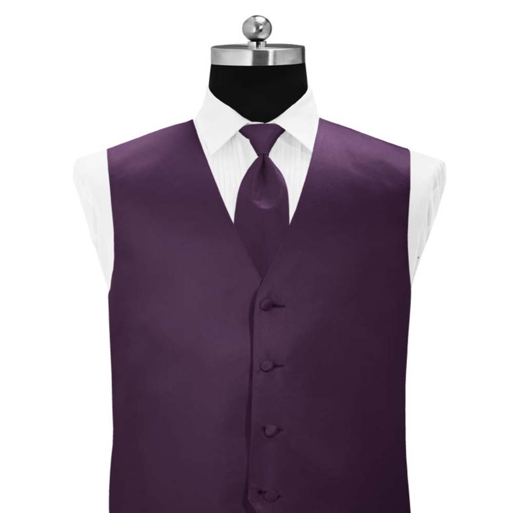 Plum Simply Solid Tuxedo Vest