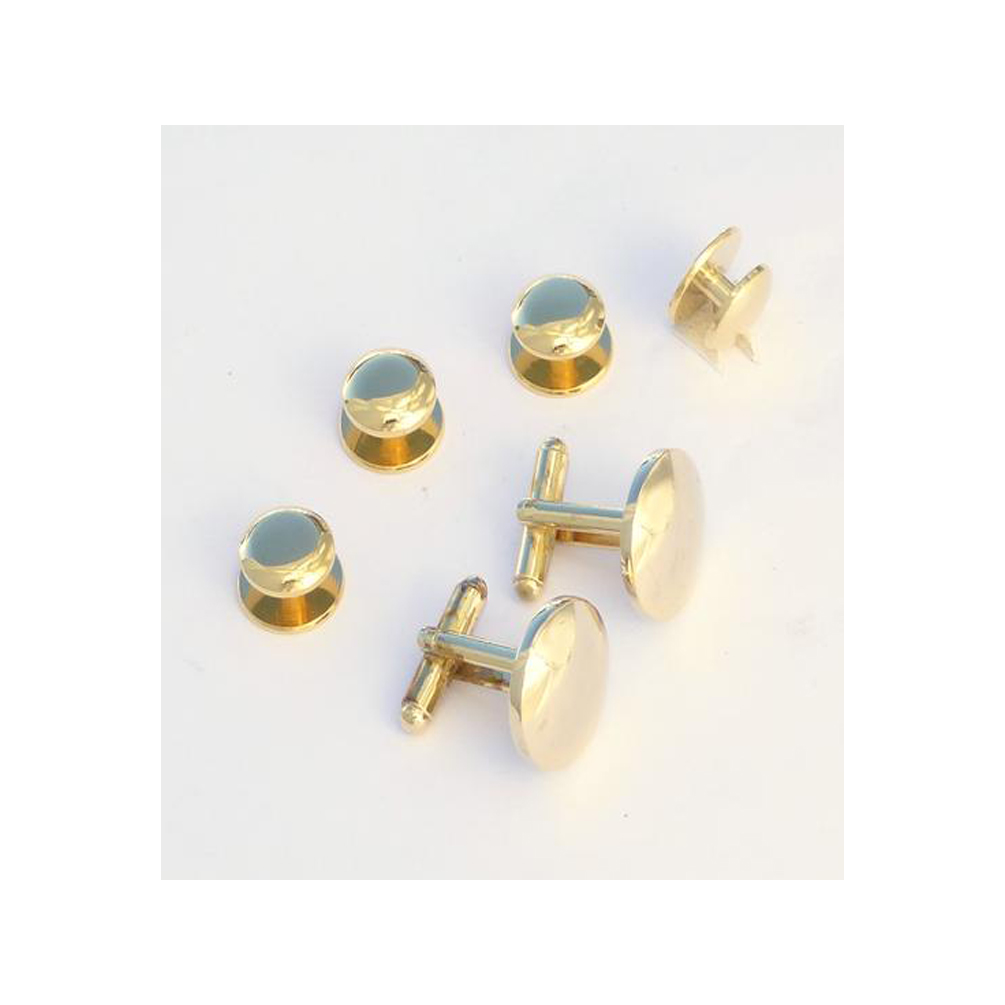 Polished Brass Domed Tuxedo Cufflinks and Studs