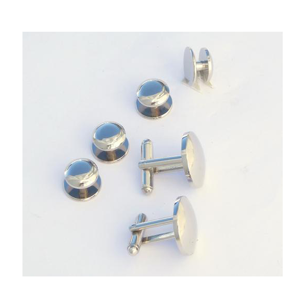 Polished Silver Domed Tuxedo Cufflinks and Studs