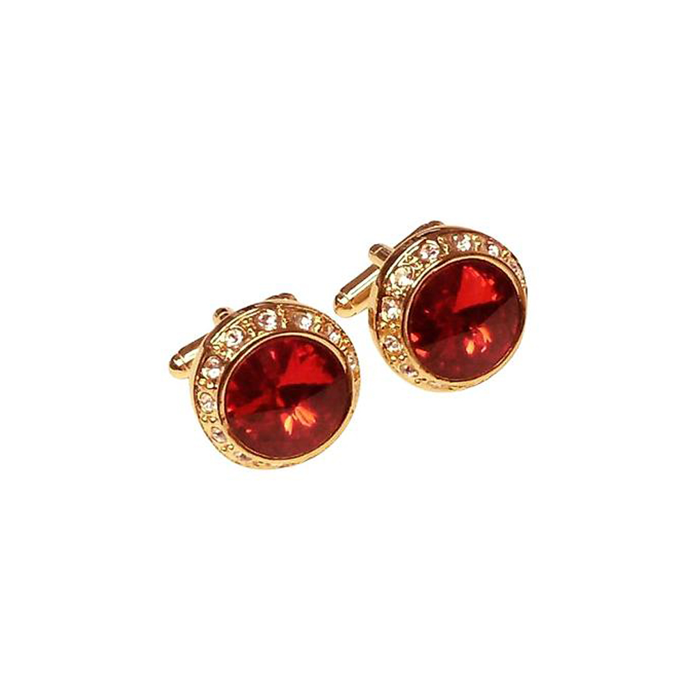 Red Synthetic Faceted Stone Cufflinks