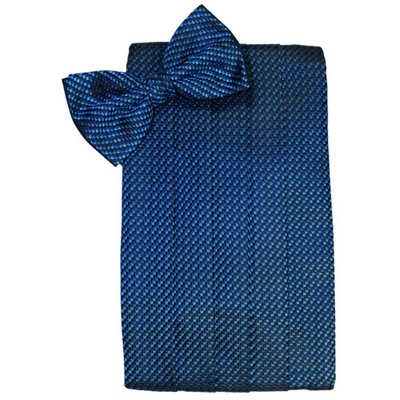 Royal Blue Venetian Cummerbund and Bow Tie Set