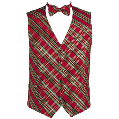 Red and Green Tartan Plaid Holiday Vest