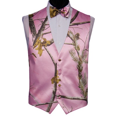 Pink Snow and Branches Novelty Camouflage Tuxedo Vest
