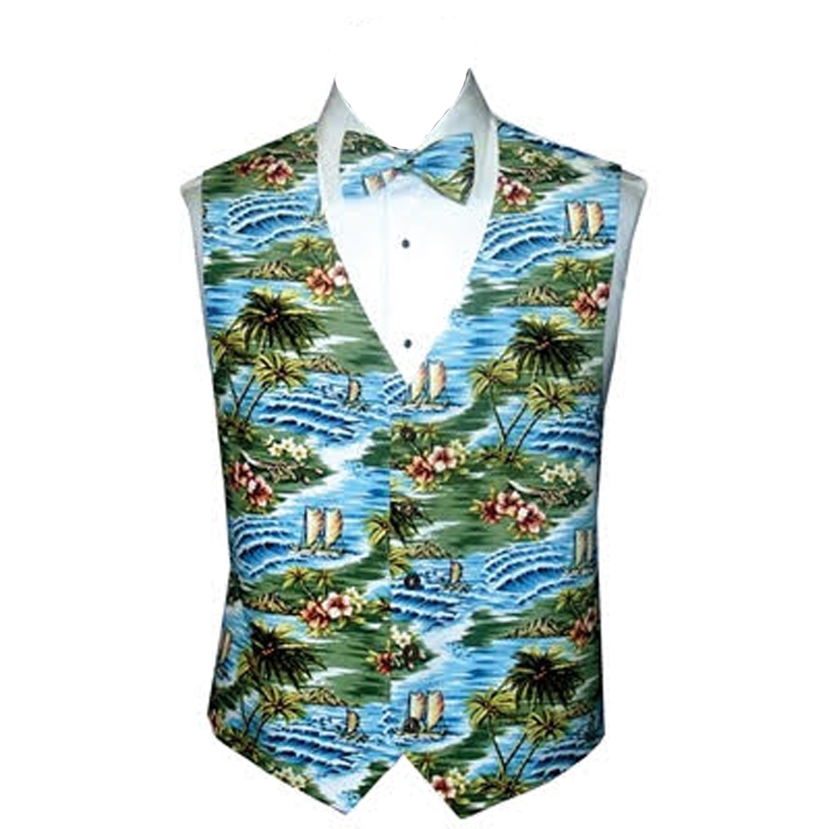 Seamist Green Tropical Island Vest and Tie