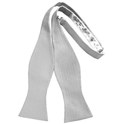 Silver Silk Faille Self Bow Tie