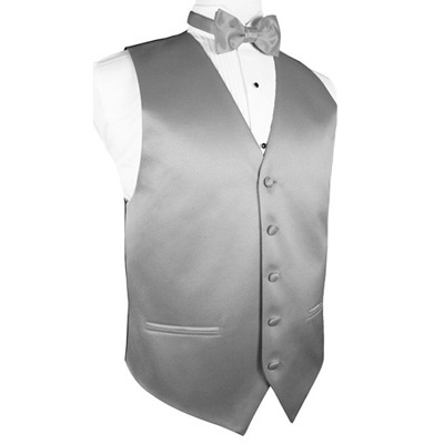Silver Satin Tuxedo Vest