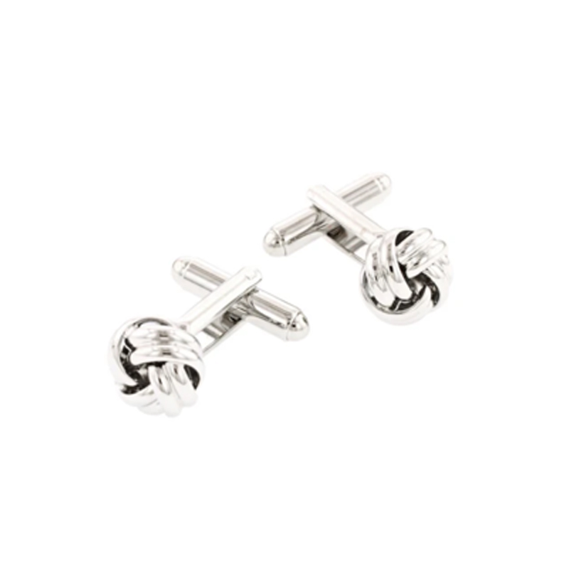 Small Silver Tone Knot Cufflinks