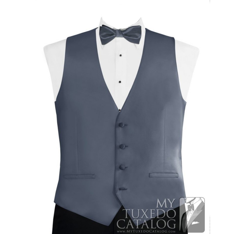 Steel Blue Modern Solid Tuxedo Vest