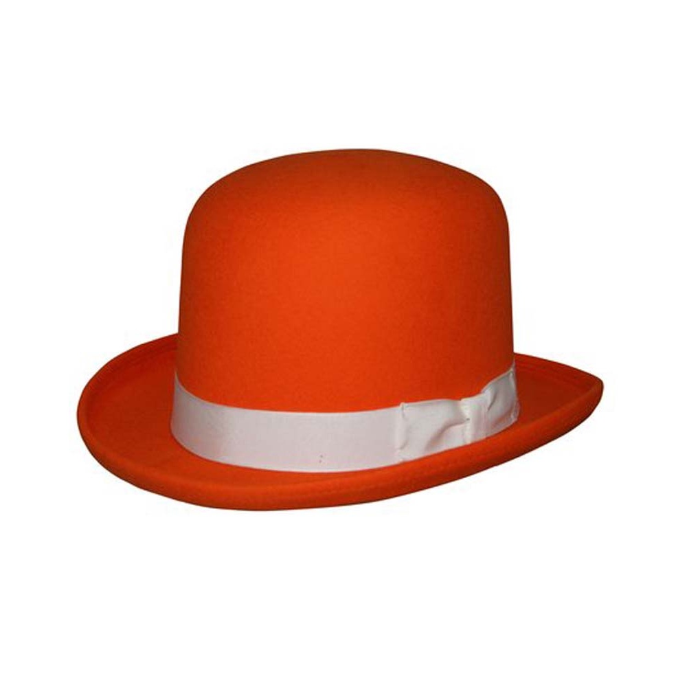 Tall Derby Bowler Hat in Orange