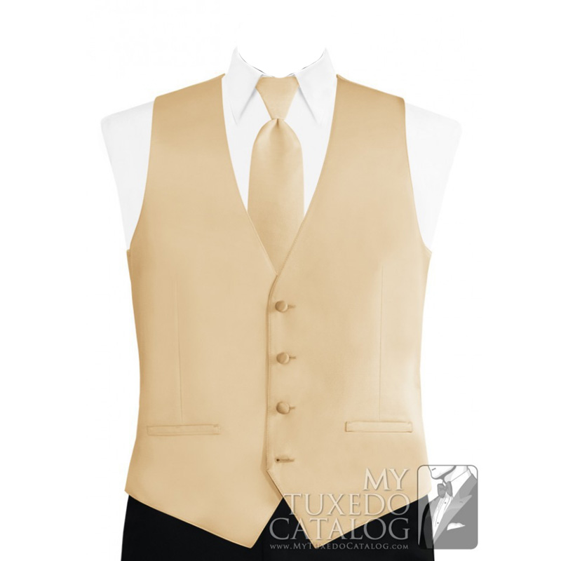 Toffee Gold Modern Solid Tuxedo Vest