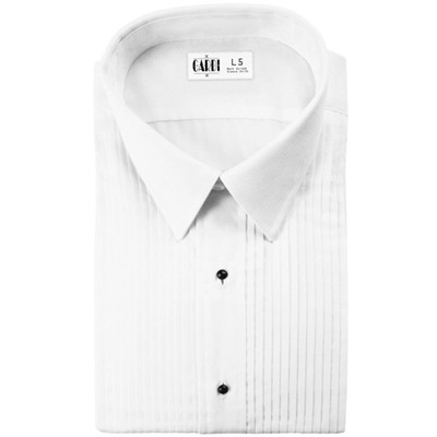 White Big and Tall Tuxedo Shirt With 1/4 Inch Pleats