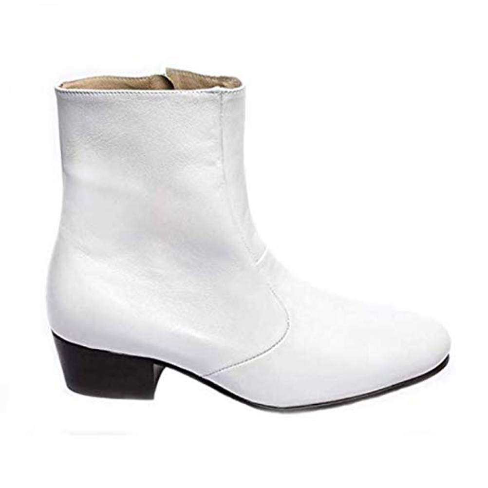 Men's White Leather Elvis Tribute Boots