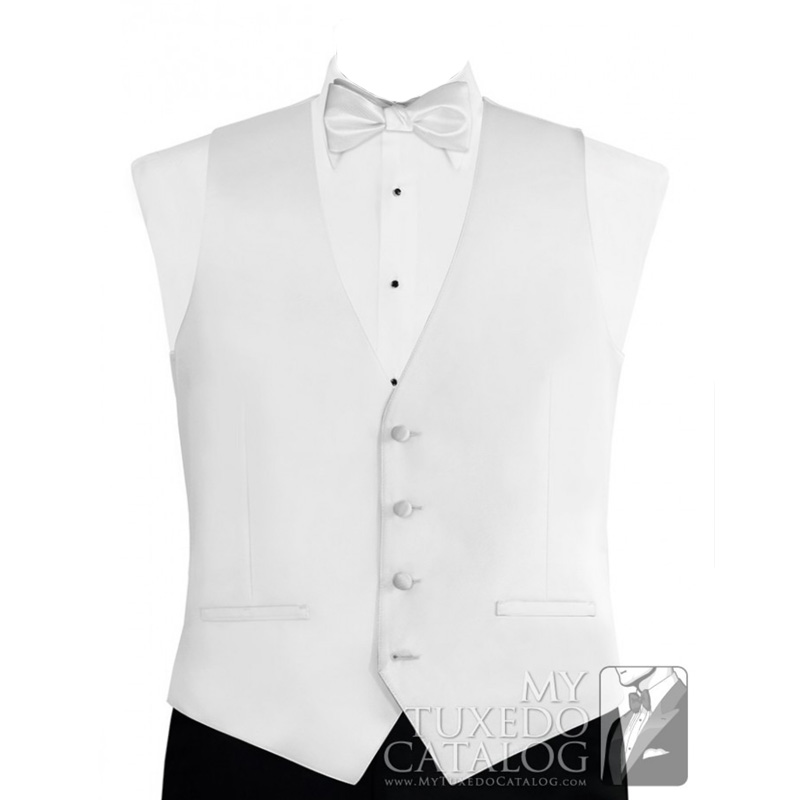 White Modern Solid Tuxedo Vest